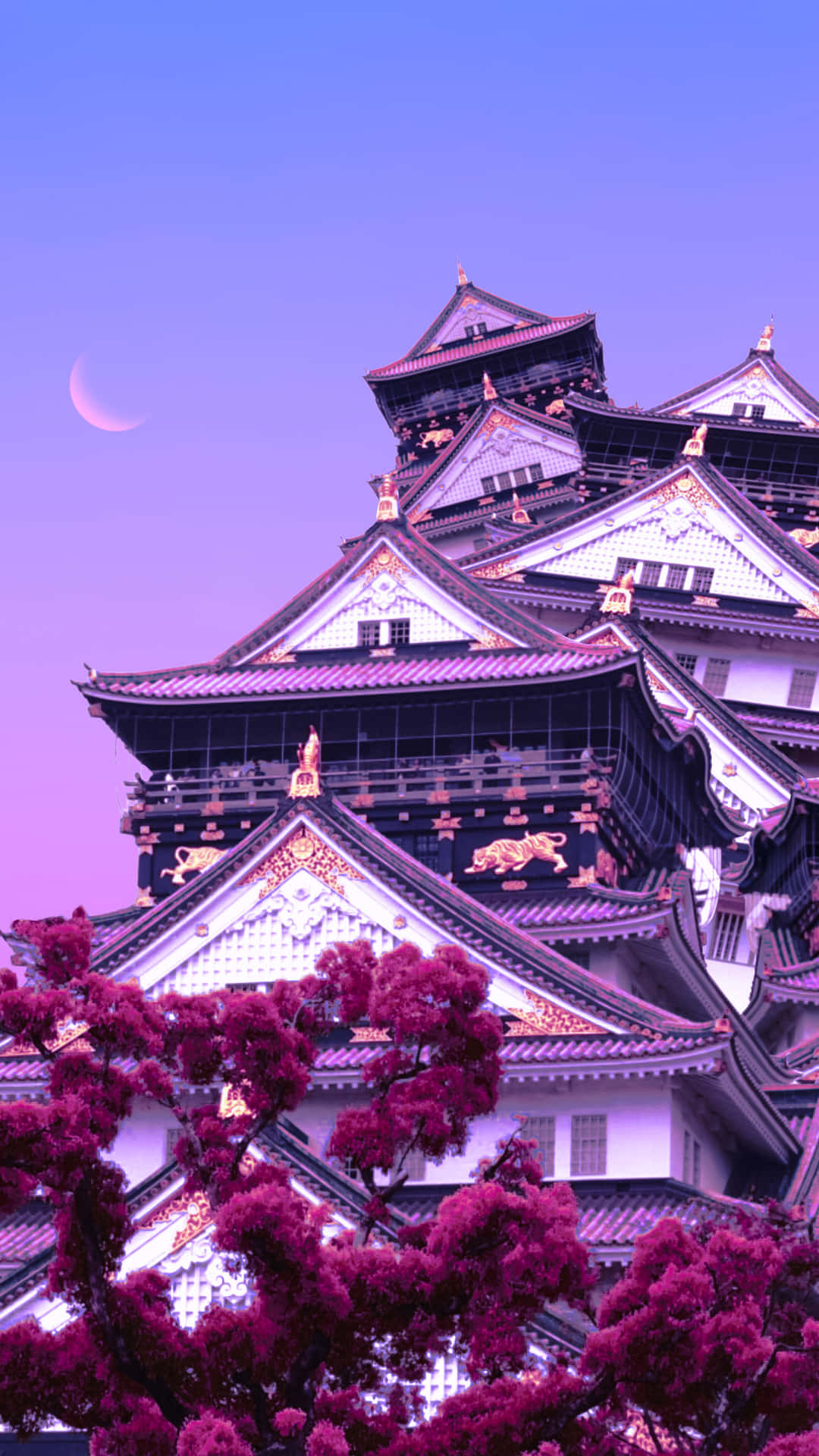 Enjoy A Beautiful Evening Amongst The Beautifully Lit Japanese Landscape Background