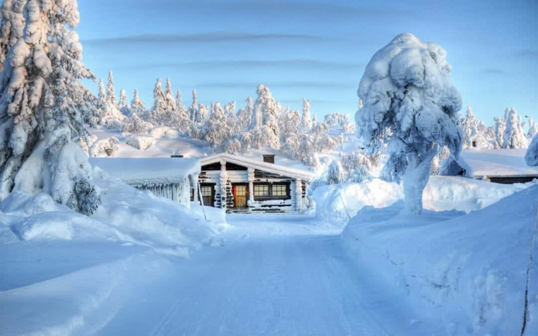 Enjoy A Beautiful Winter Day With Fresh Snowfall On A Christmas Morning. Background