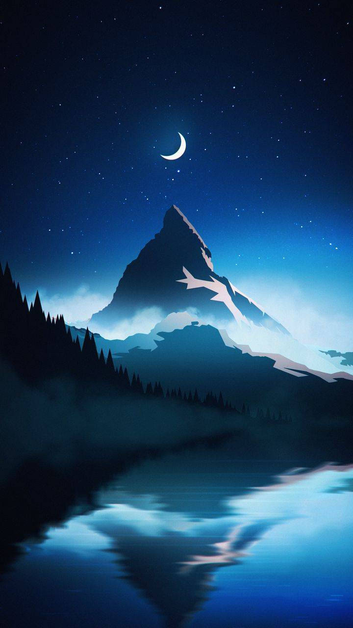 Enjoy A Breathtaking View Of The Night Sky Above A Peaceful Mountain Range. Background