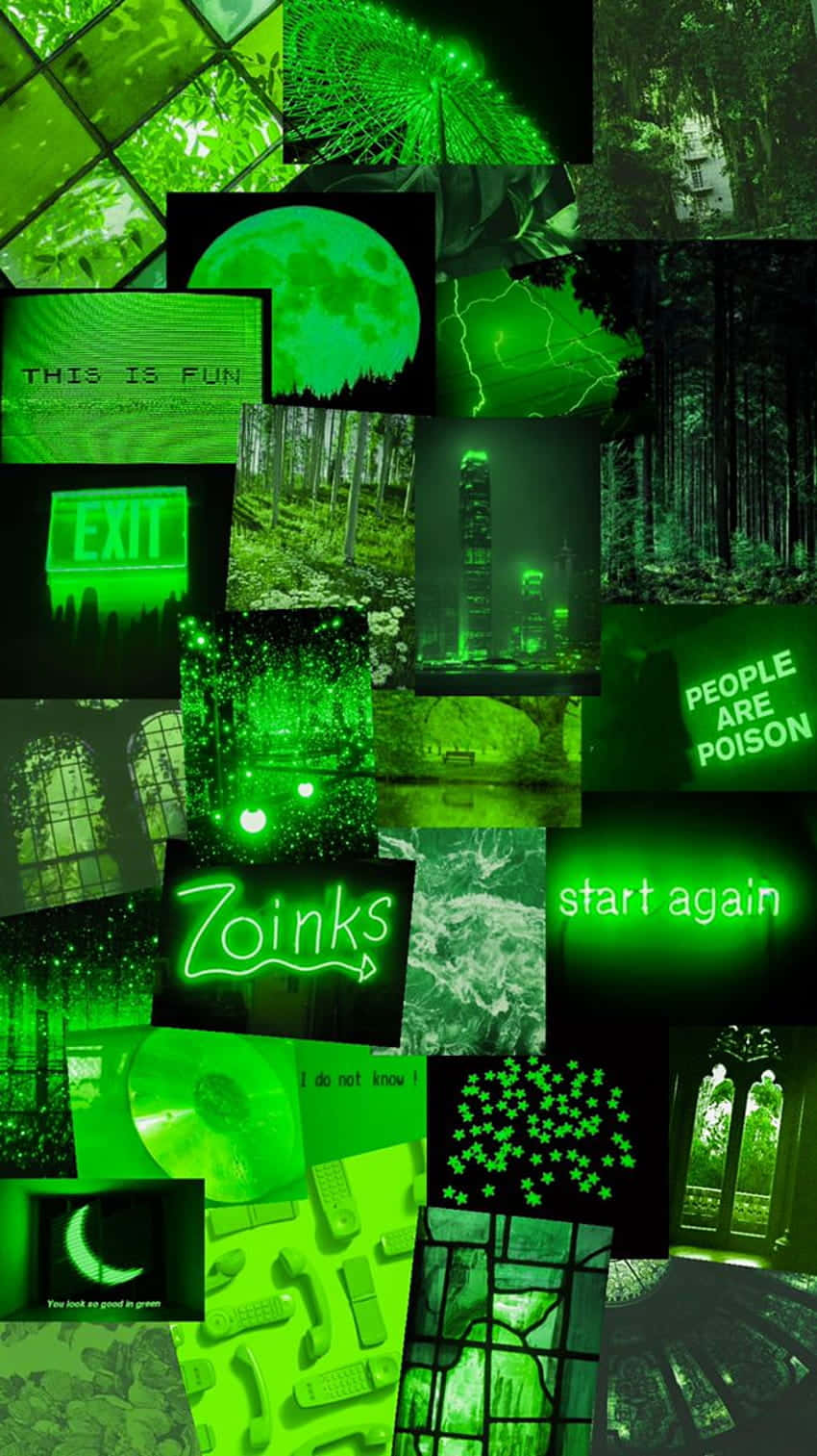 Enjoy A Bright, Neon Green Aesthetic While Working At Your Desktop Computer Background