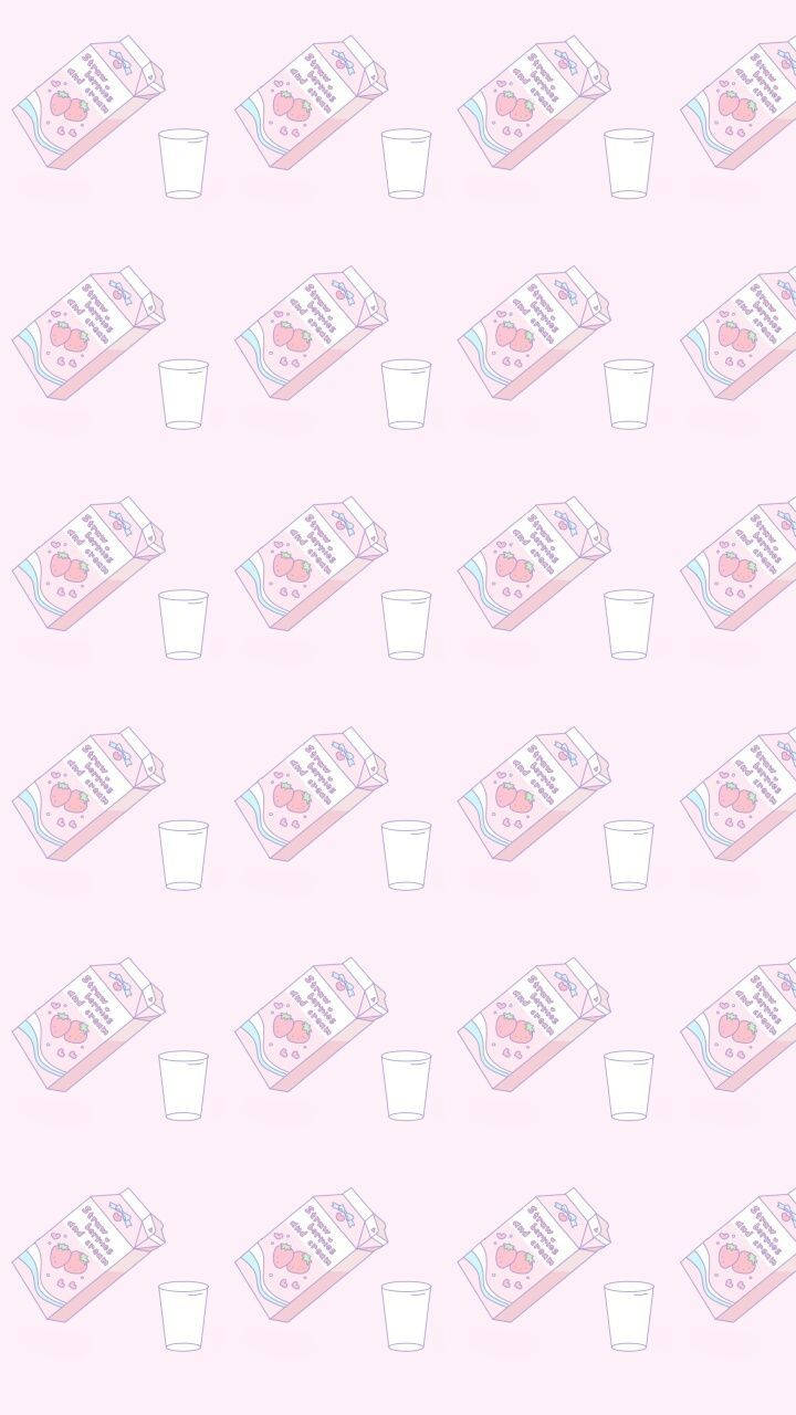 Enjoy A Cold Glass Of Strawberry Milk - The Perfect Refreshing Drink Background