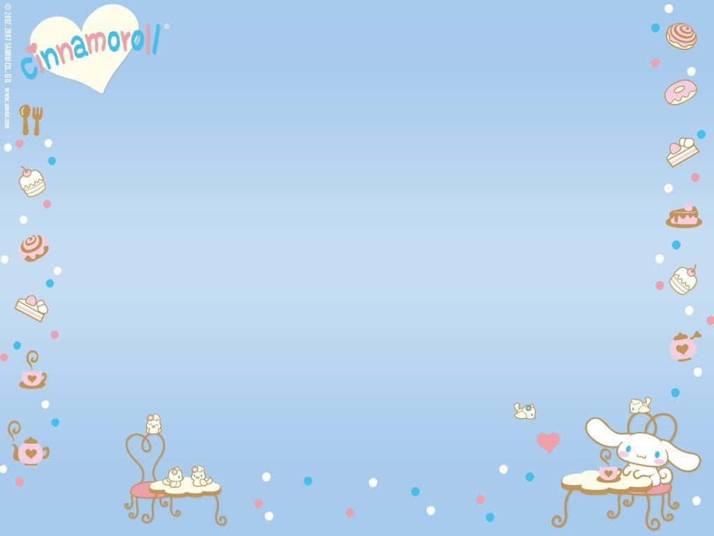 Enjoy A Cup Of Coffee With Cinnamoroll On Your Laptop Background