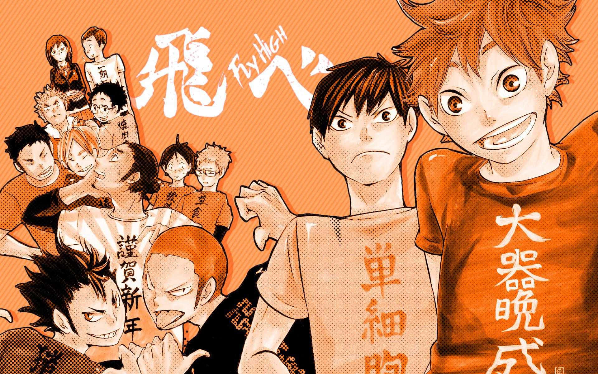 Enjoy A Feeling Of Victory With This Vibrant Desktop Inspired By The Haikyuu Anime. Background