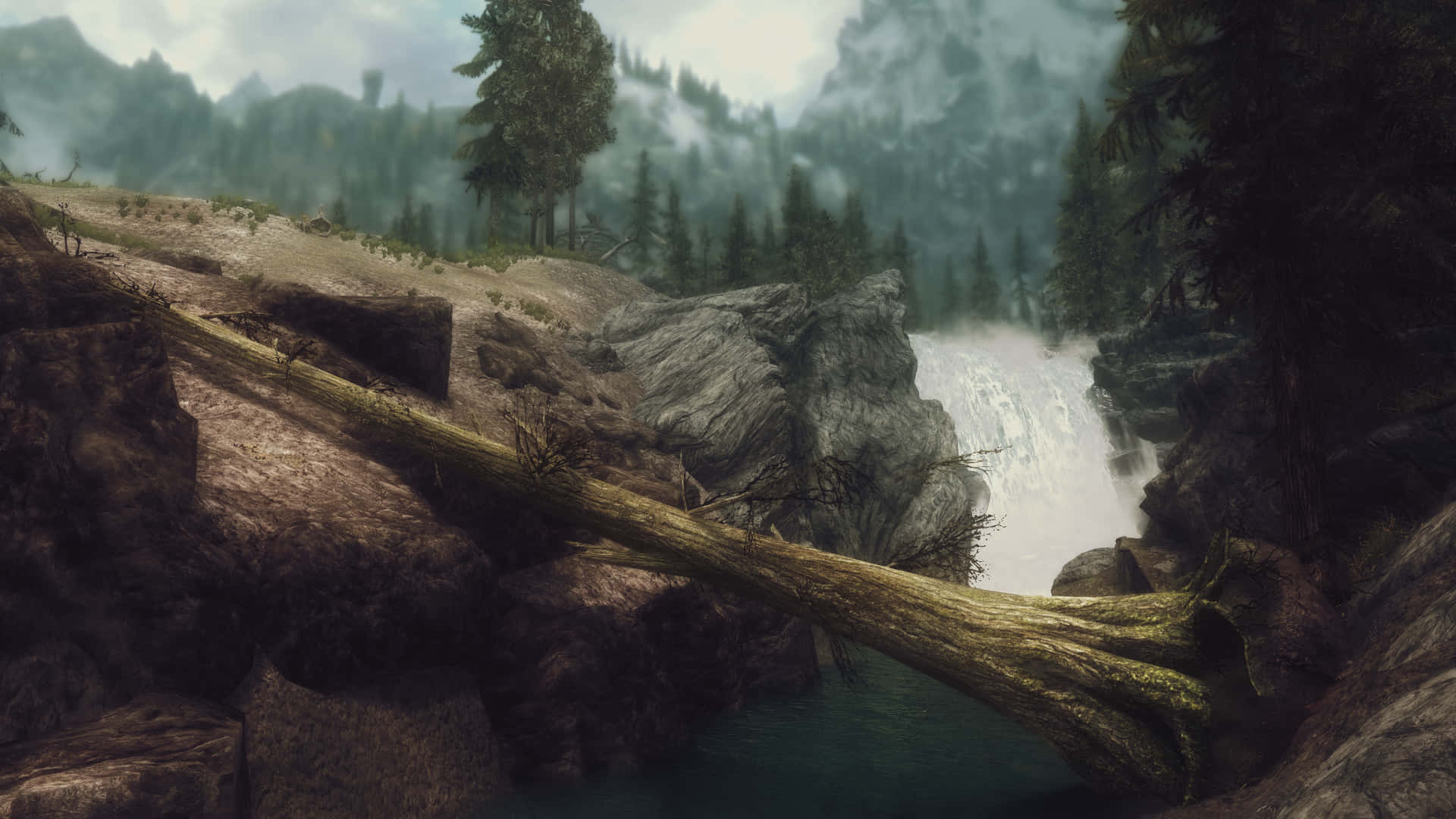 Enjoy A Peaceful Journey Through The Magnificent Skyrim Landscape. Background