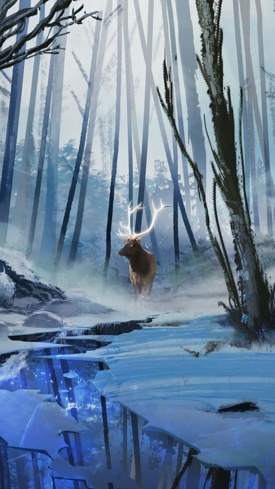 Enjoy A Relaxing Morning Outdoors With The Snow-covered Iphone Background