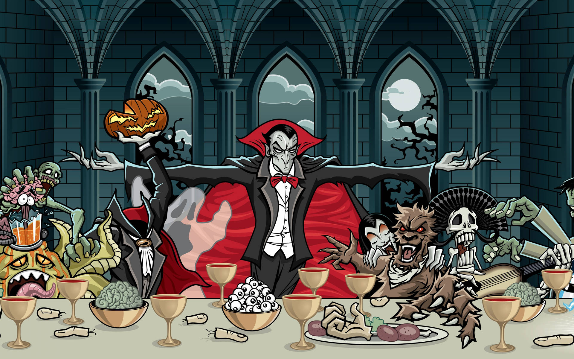 Enjoy A Spooky Vampire Feast This Halloween Background