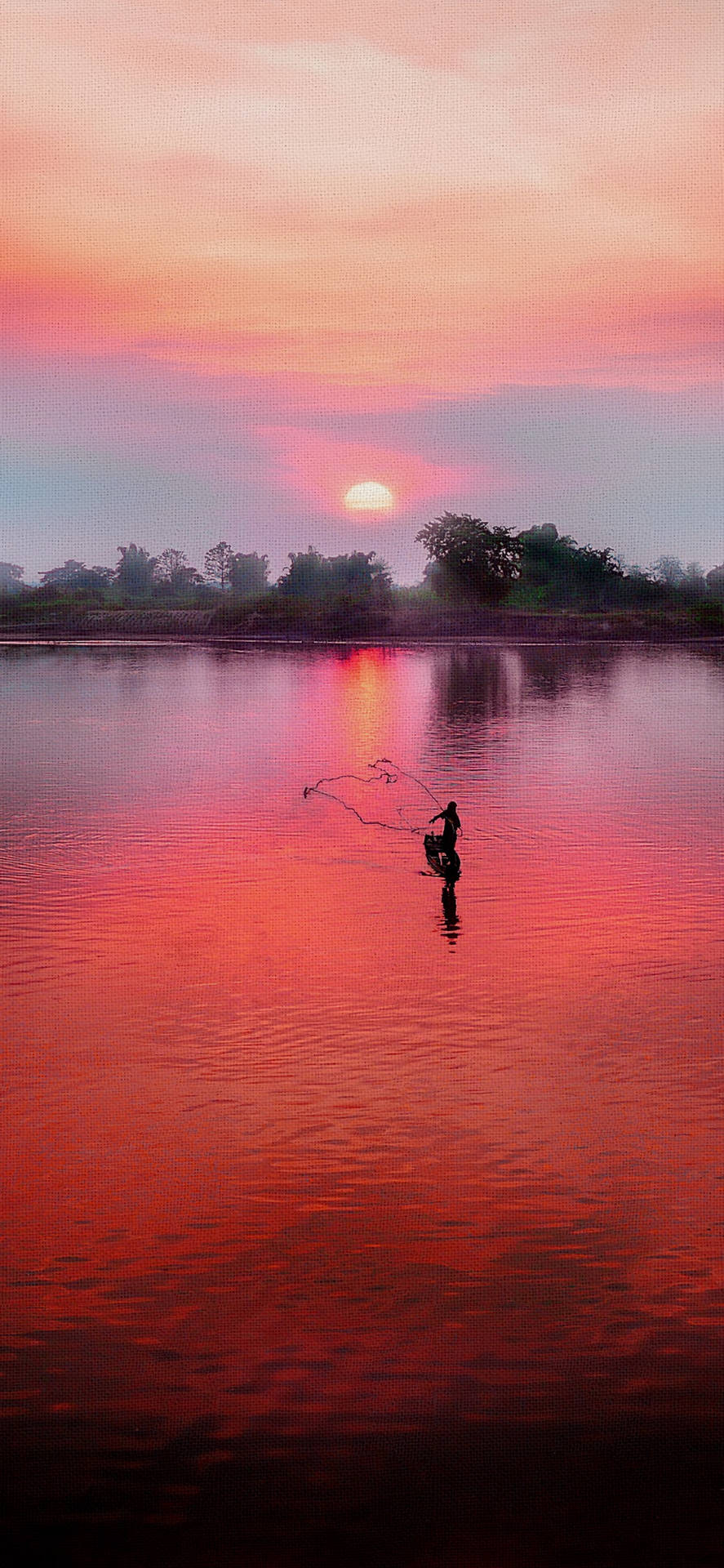 Enjoy A Stunning Pink Sunset With Your Iphone Background