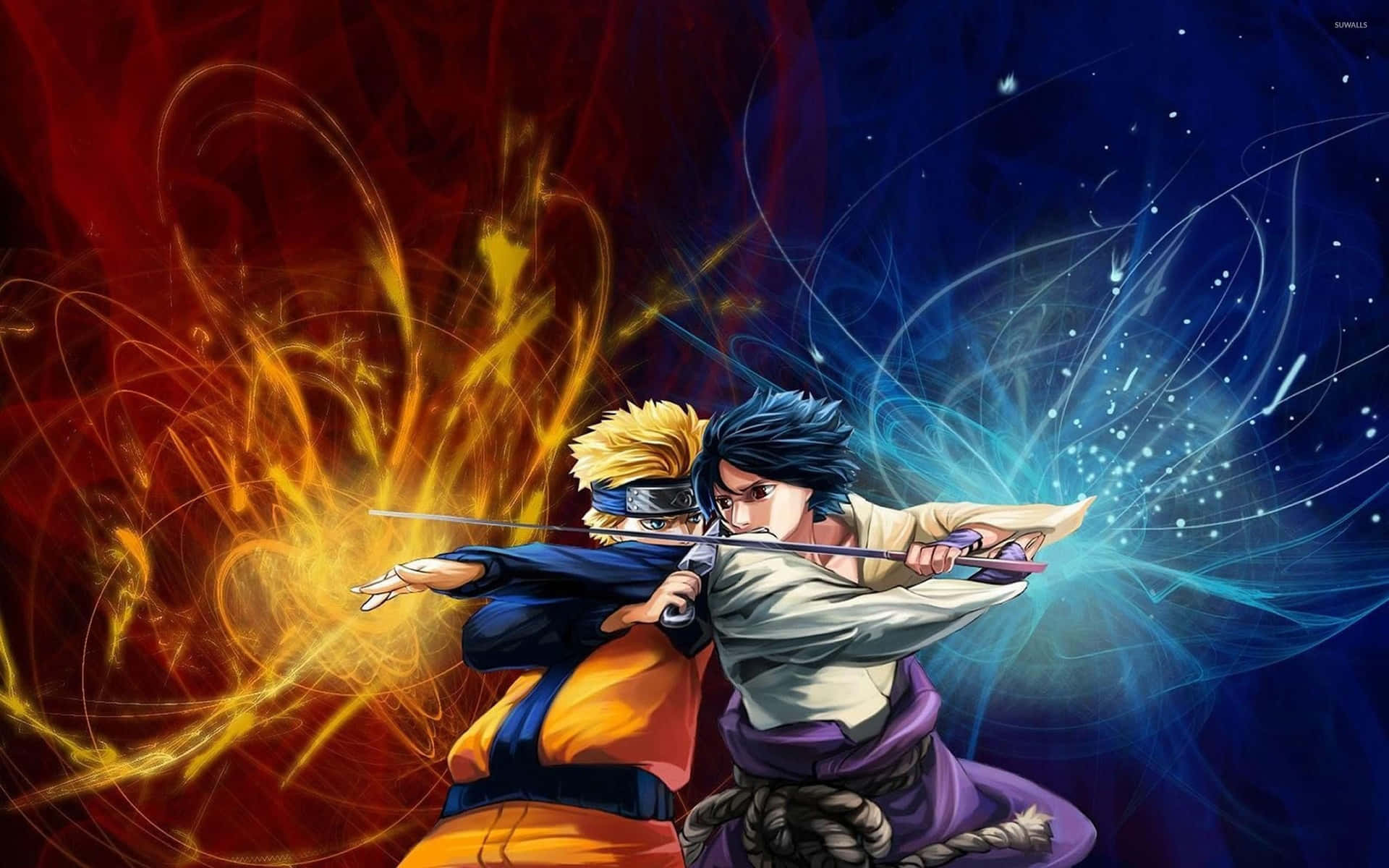 Enjoy An Intense Battle As Naruto In The Thrilling World Of Naruto Neon Background