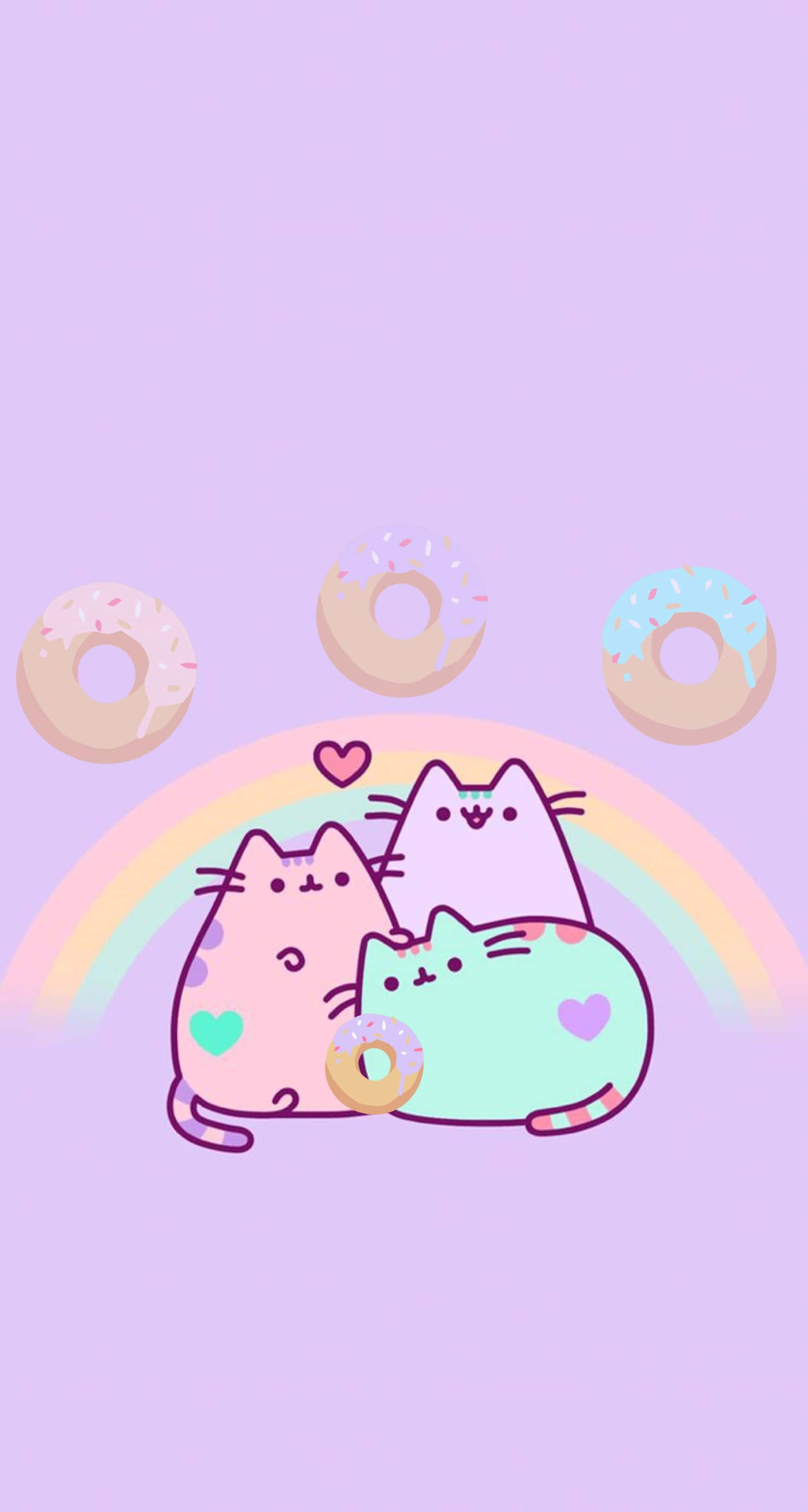 Enjoy Life With A Cup Of Tea - Kawaii Pusheen Background