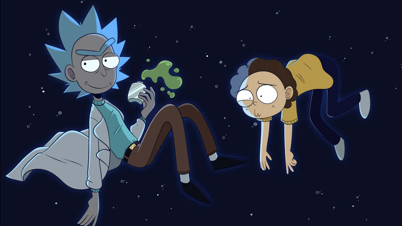 Enjoy Some Interdimensional Adventures With Rick And Morty On This Stylish Laptop Background