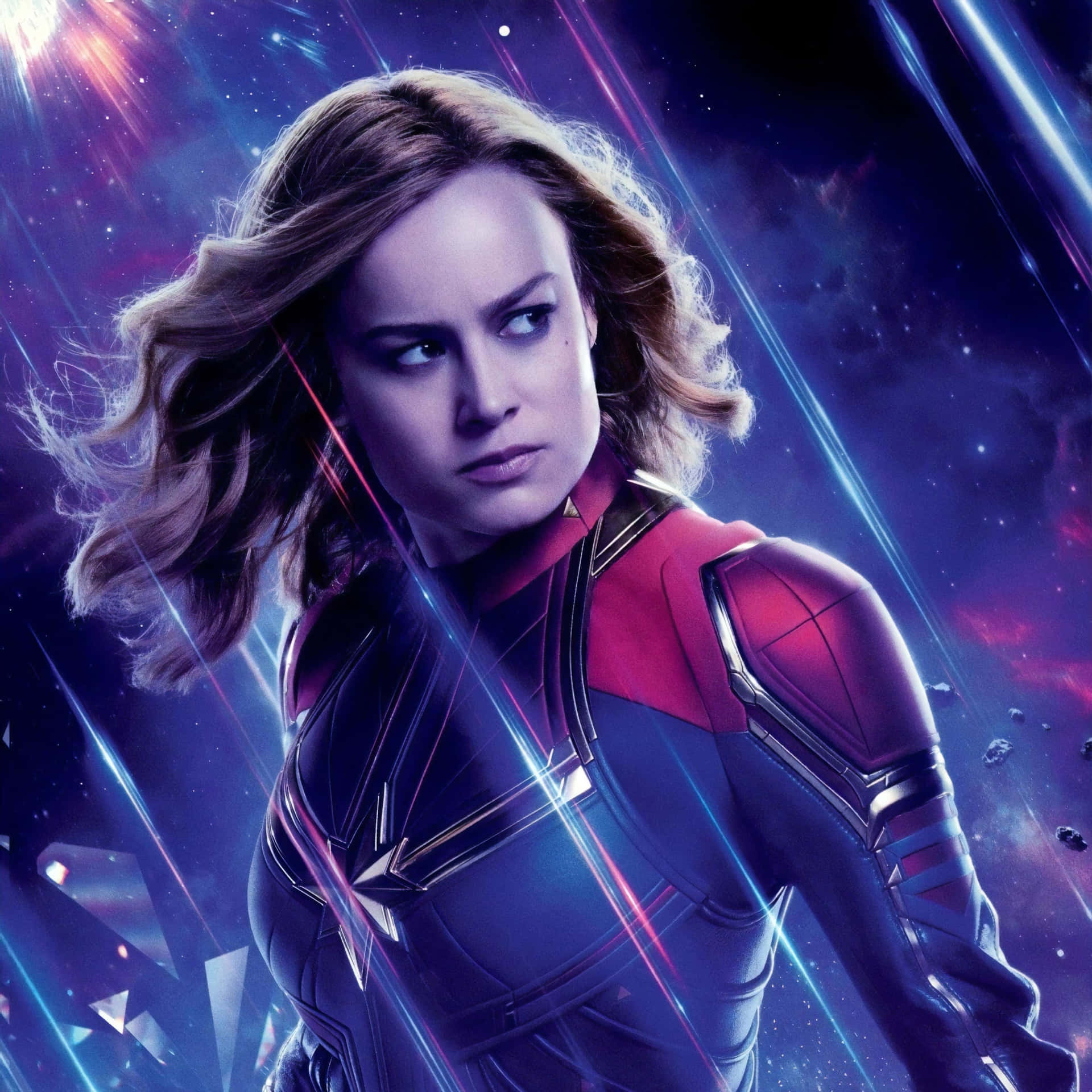 Enjoy The Action With Captain Marvel On Ipad Background