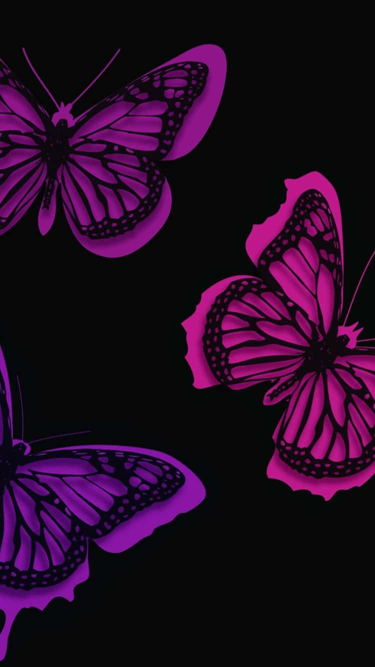 Enjoy The Aesthetics Of Nature With A Purple Butterfly Iphone. Background