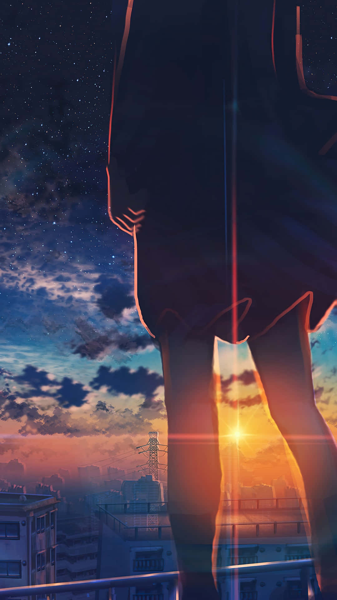 Enjoy The Anime Sunset In An Iphone Experience. Background