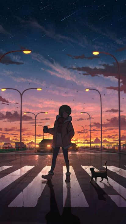 Enjoy The Beautiful Anime Sunset From Your Iphone Background