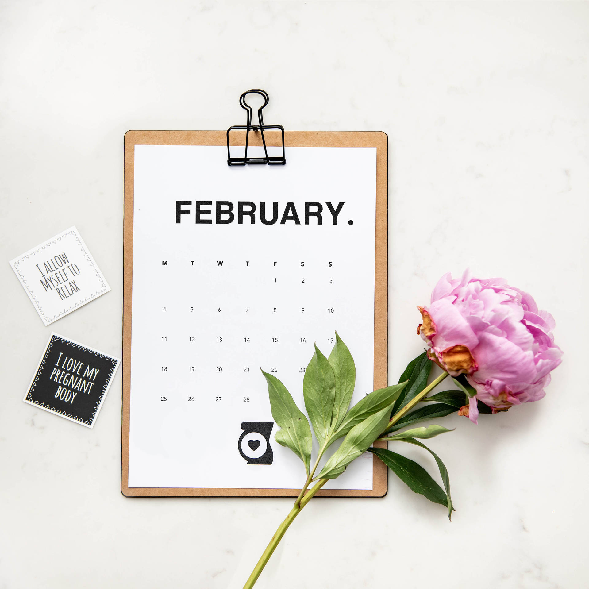 Enjoy The Beautiful Month Of February With This Pretty Pink Rose Calendar Background