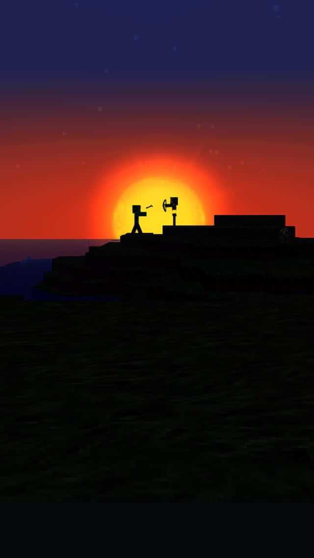 Enjoy The Beautiful Sunset In Minecraft Background