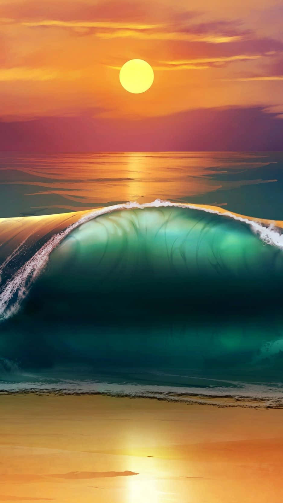 Enjoy The Beautiful Sunset With Your Iphone At Sunset Beach. Background