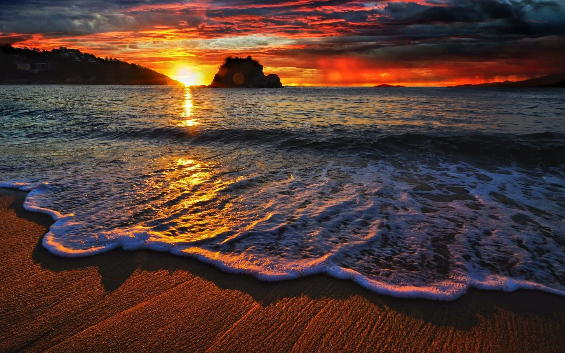 Enjoy The Beauty Of A Beach Sunset Background