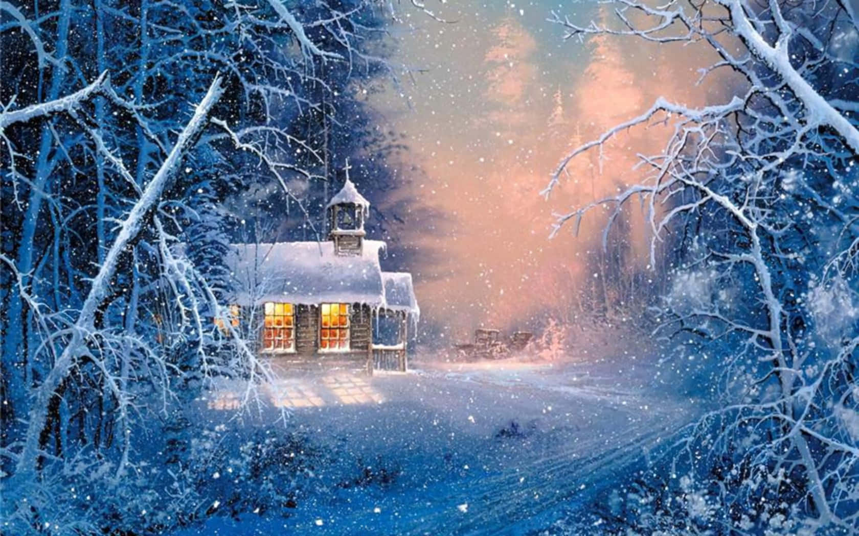 Enjoy The Beauty Of A Peaceful Snowfall Background