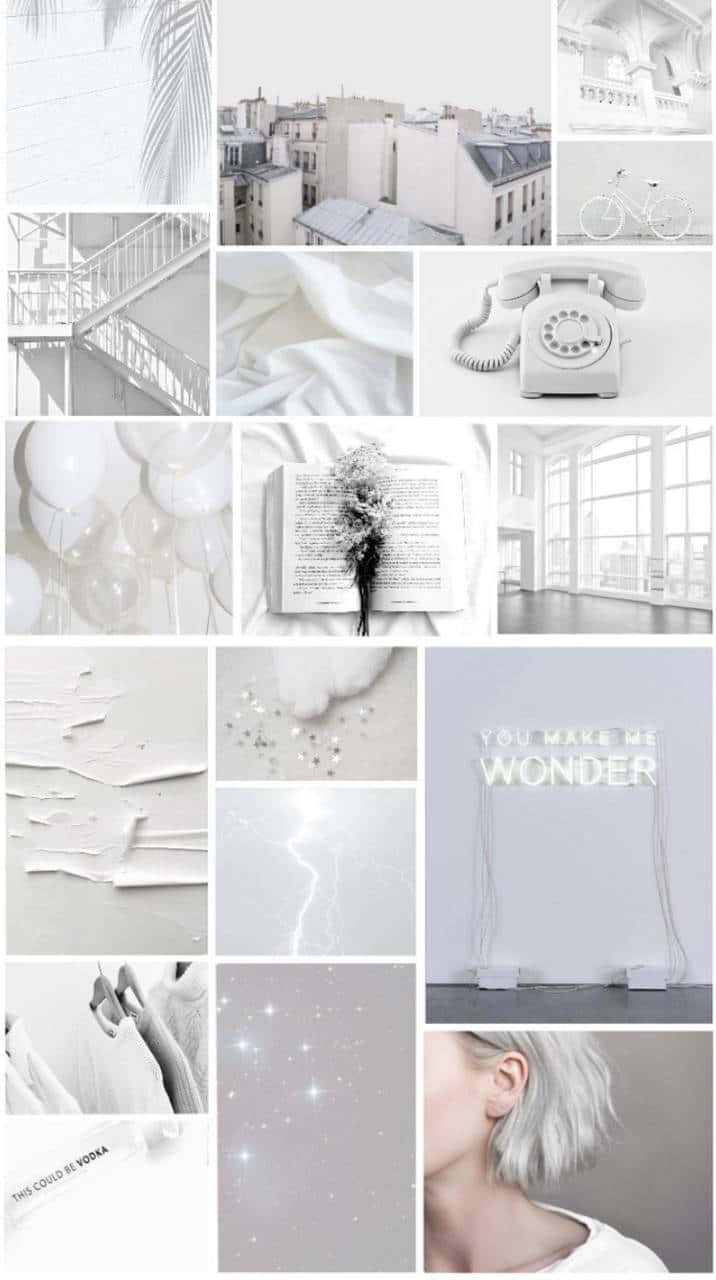 Enjoy The Beauty Of A White Aesthetic Collage Background