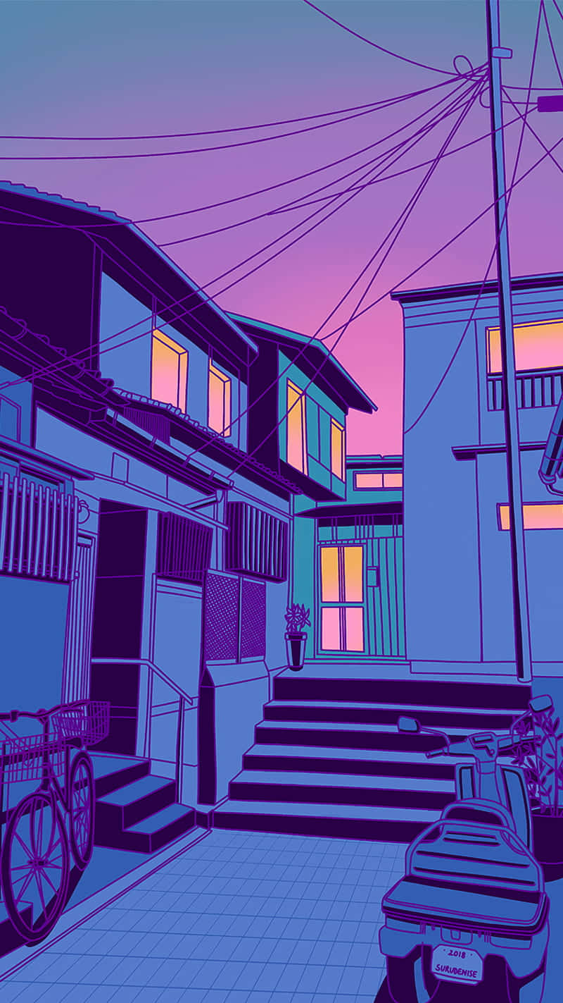 Enjoy The Beauty Of Blooming Flowers During The Soft Pastel Colours Of Purple Japanese Background