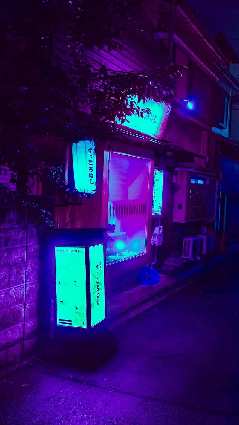 Enjoy The Beauty Of Japanese Architecture With Stunning Vibrant Purple Hues Background