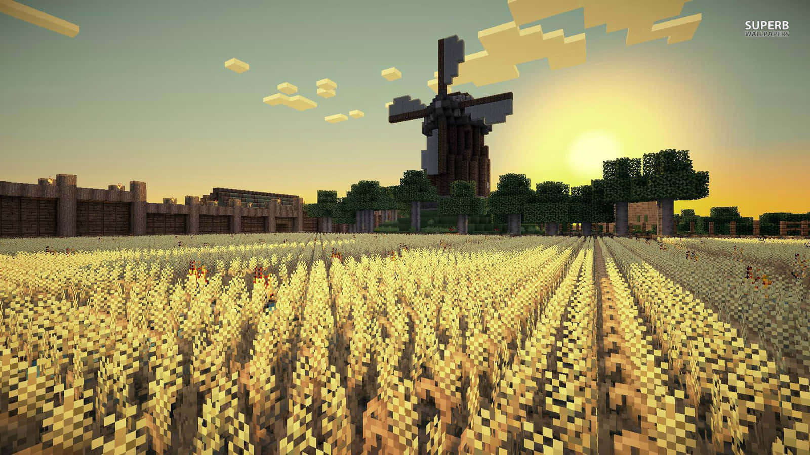 Enjoy The Beauty Of The Minecraft Sunset Background