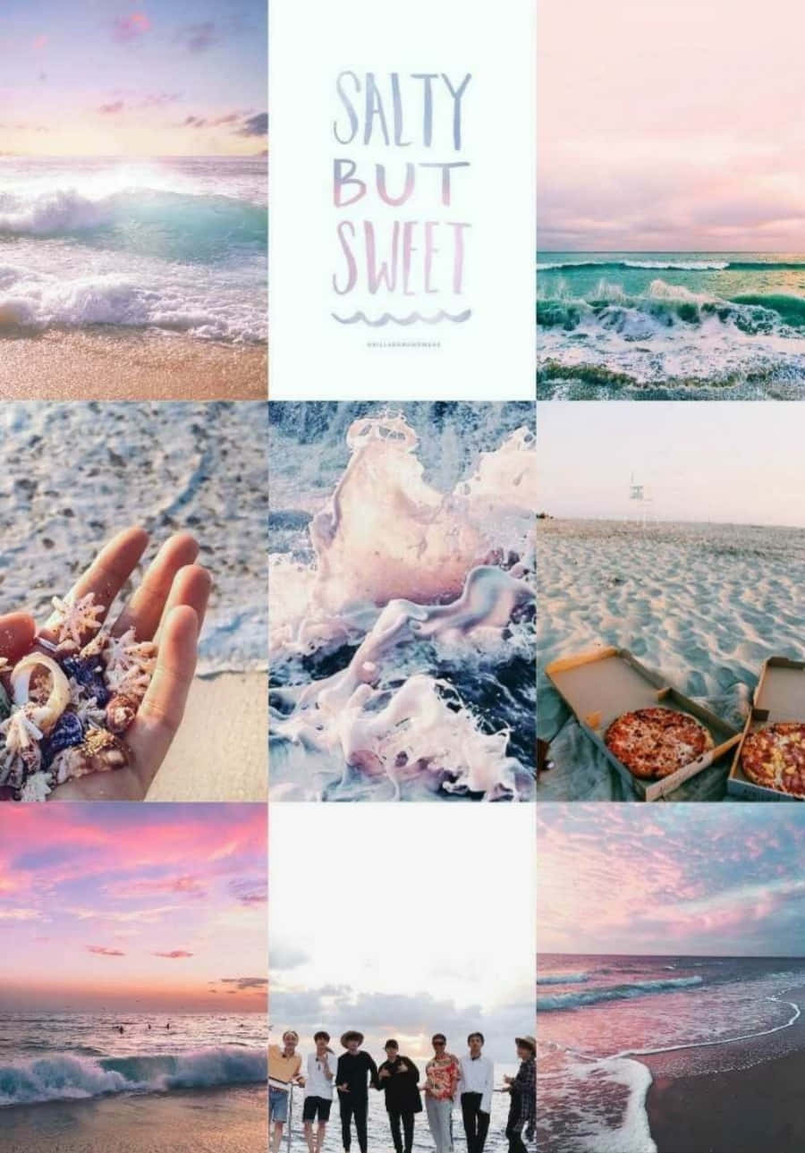Enjoy The Breathtaking Beauty Of A Beach Collage Background
