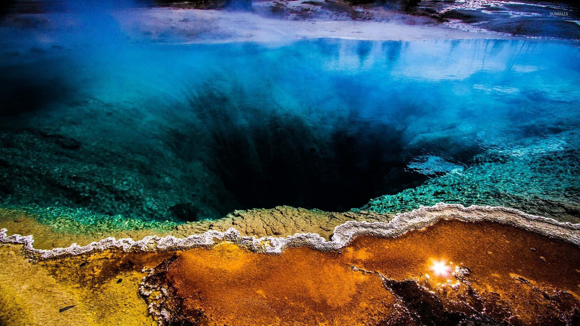 Enjoy The Breathtaking View Of Old Faithful In Yellowstone National Park Background