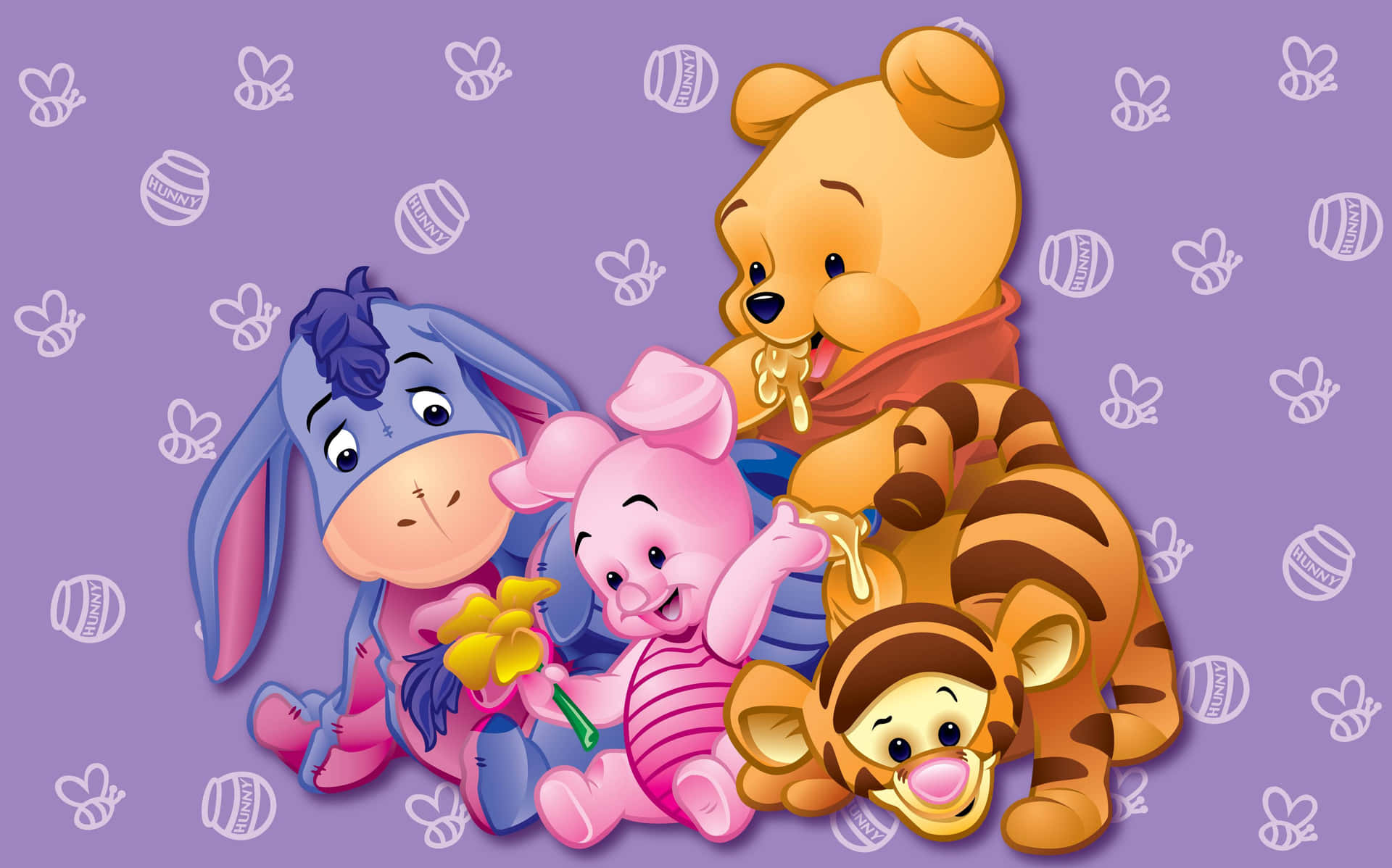 Enjoy The Classic Disney Characters Of Winnie The Pooh, Eeyore And Tigger Having Some Fun In The Hundred Acre Wood! Background