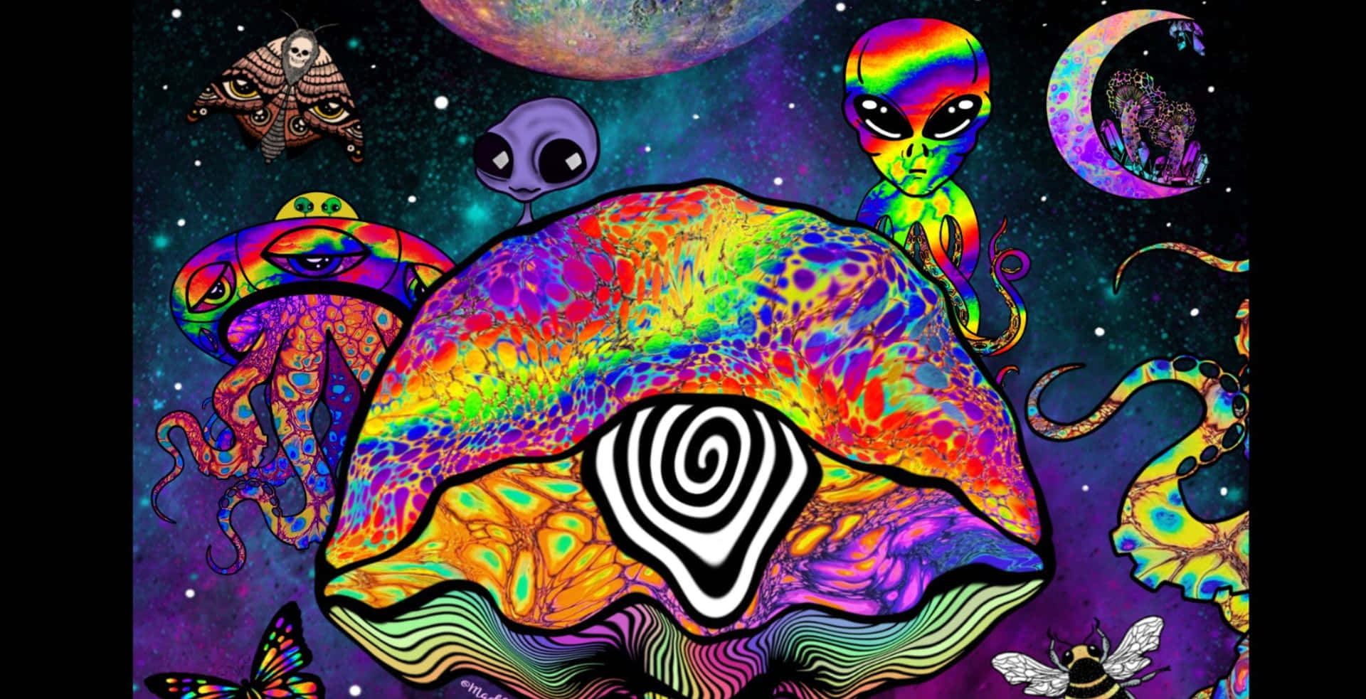 Enjoy The Colors Of The Trippy Mushroom! Background