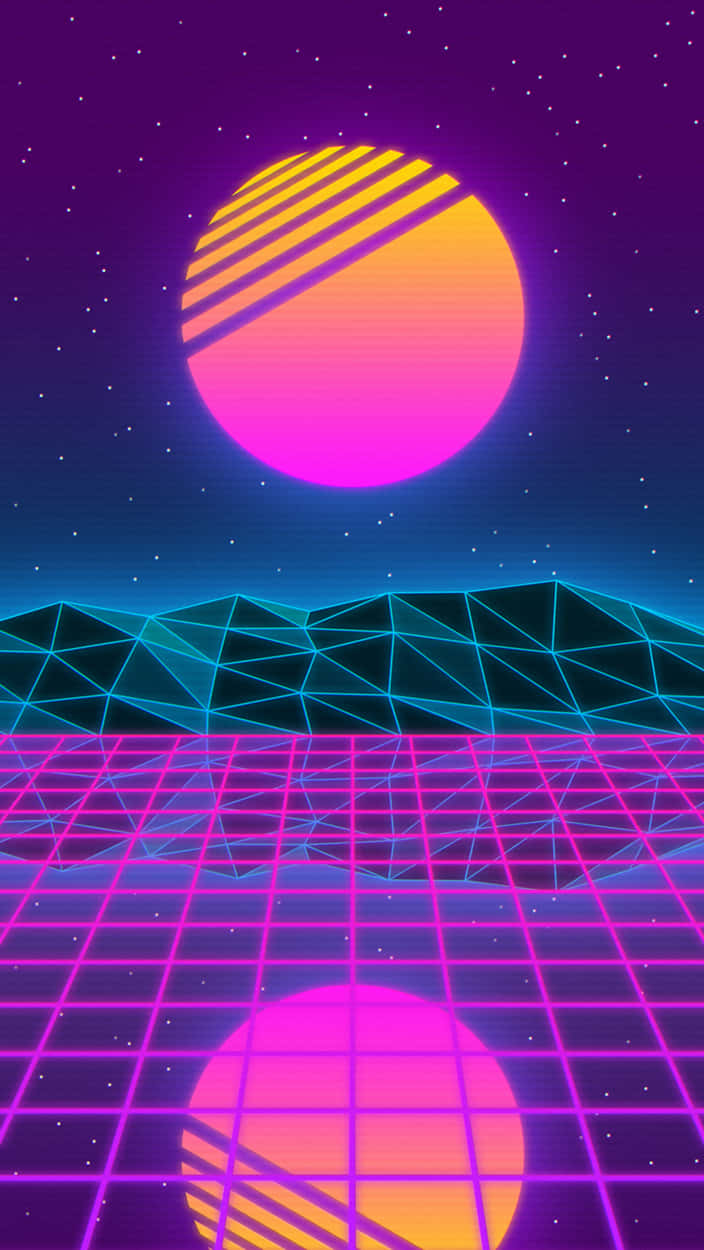 Enjoy The Cool Vibes Of Vaporwave On Your Iphone Background