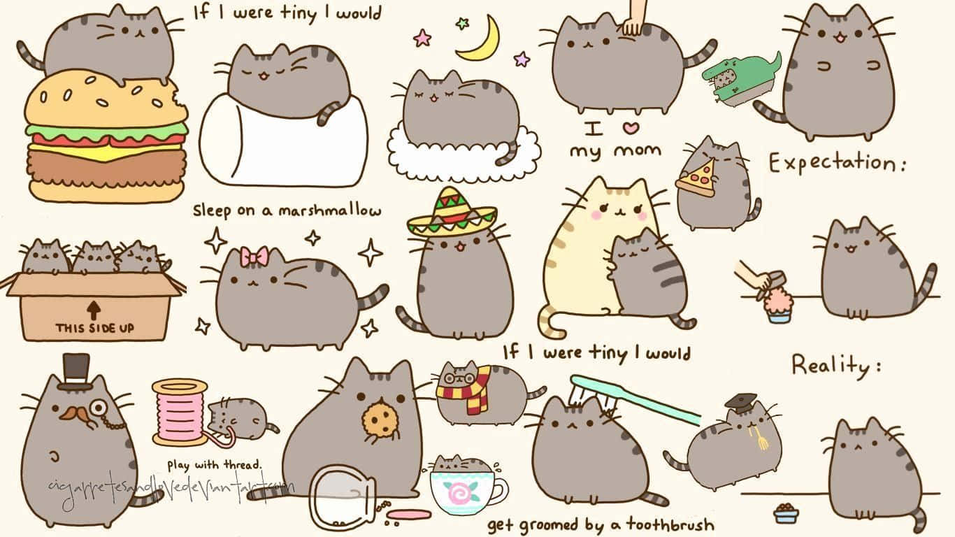 Enjoy The Cute And Kawaii Vibes Of Kawaii Pusheen! Background