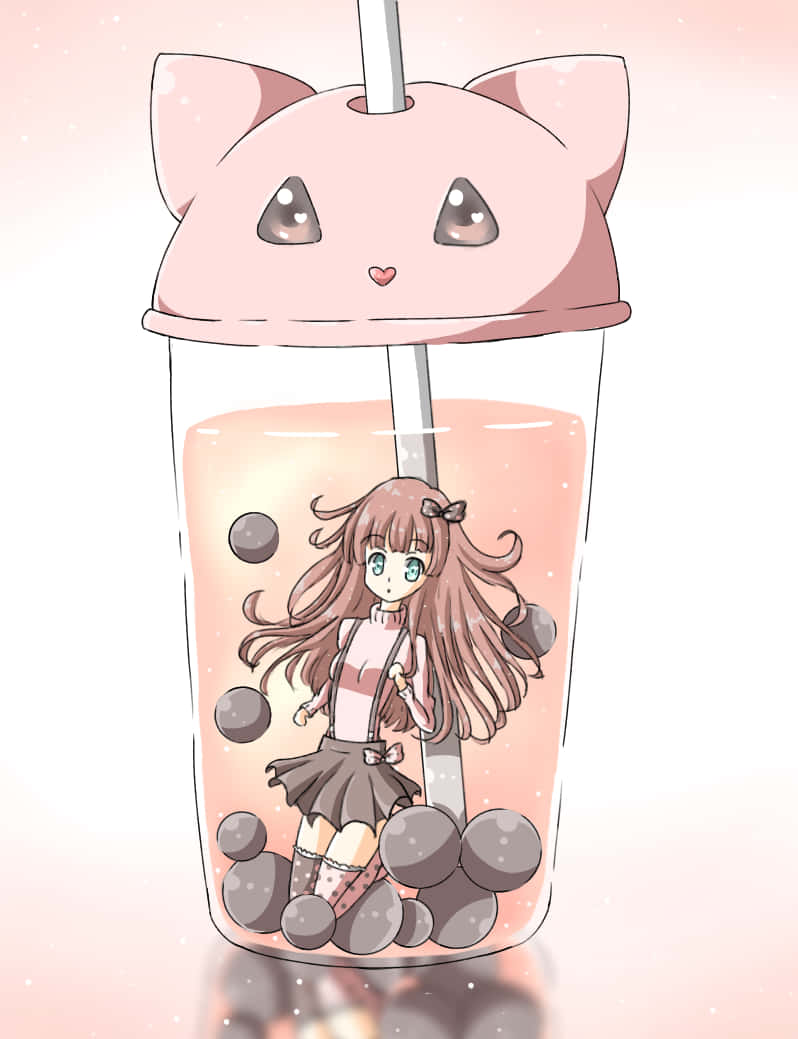 Enjoy The Delightful Taste Of Bubble Tea Anime With A Fun Twist Background