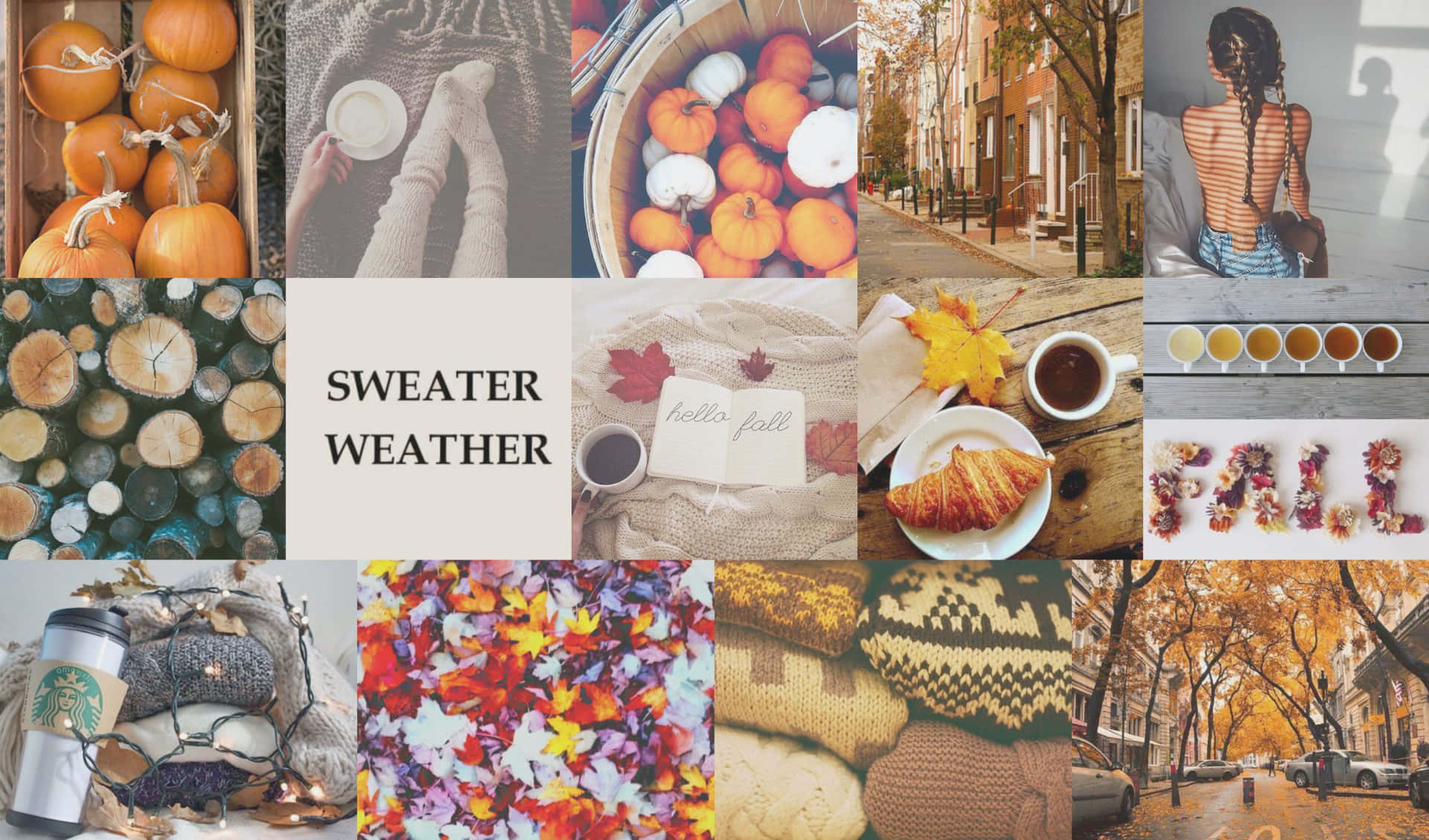 Enjoy The Fall Season In Hd With This Beautiful Collage Wallpaper Background