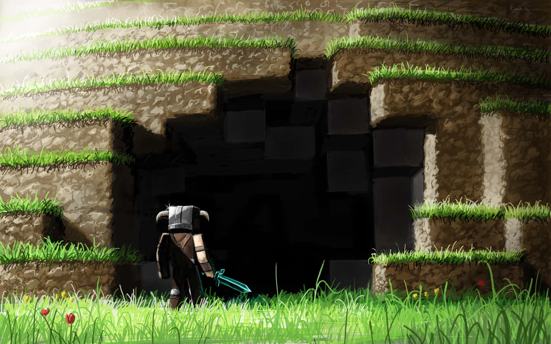 Enjoy The Lushness Of Nature In Minecraft Grass Background