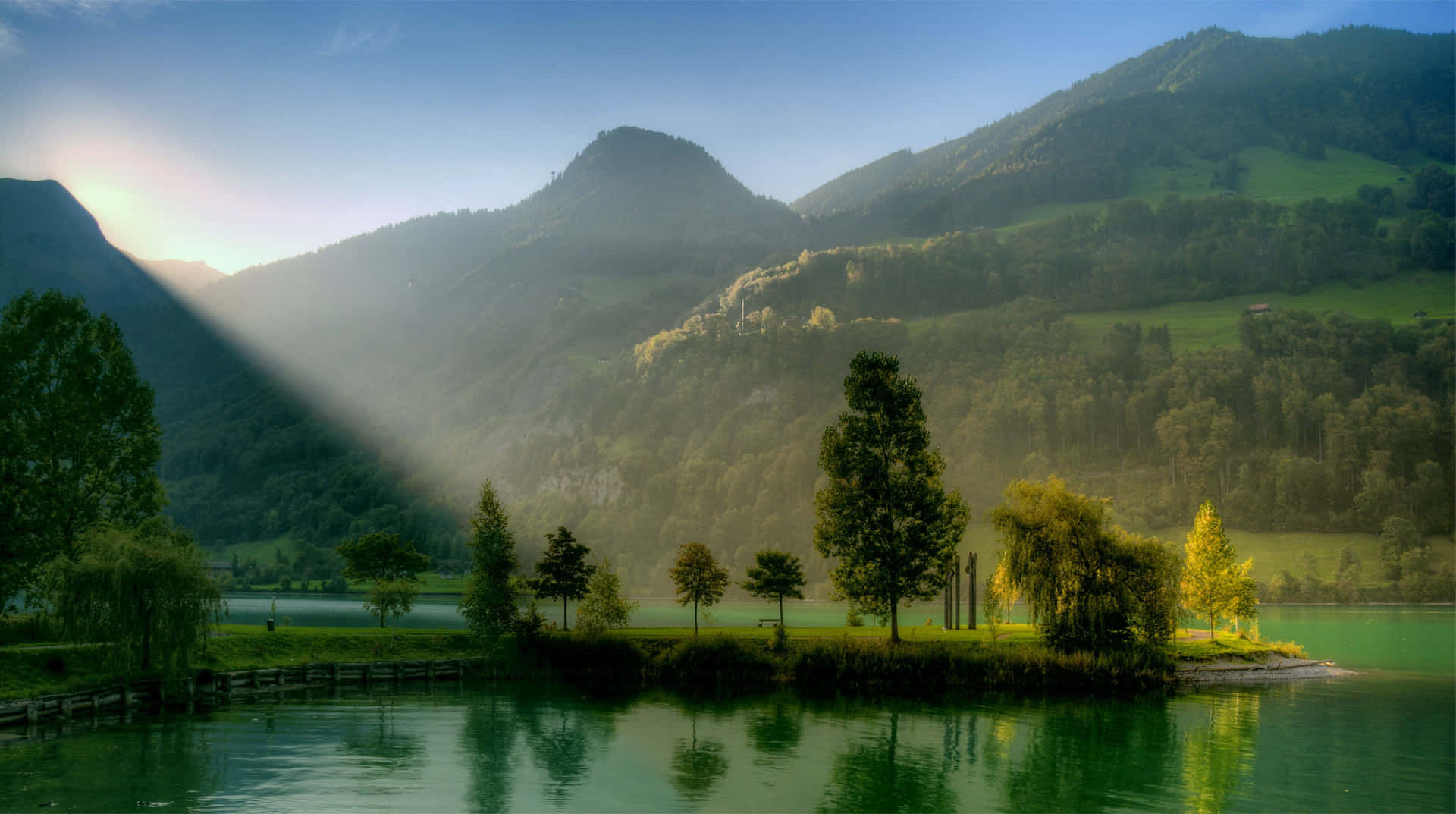 Enjoy The Morning Light Of A Sunny Beach Background