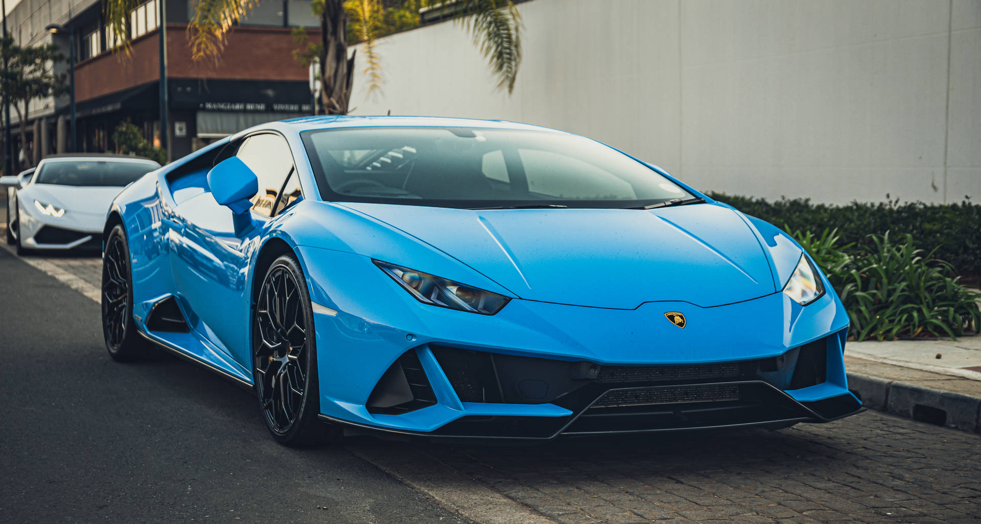 Enjoy The Open Road With An Exotic Blue Lamborghini Aventador. Background