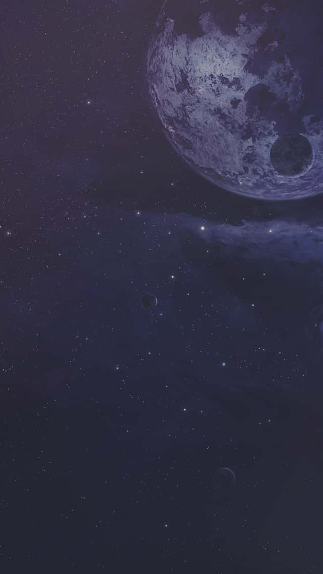 Enjoy The Peace And Tranquility Of A Night Sky With Moon And Stars Iphone Wallpaper. Background