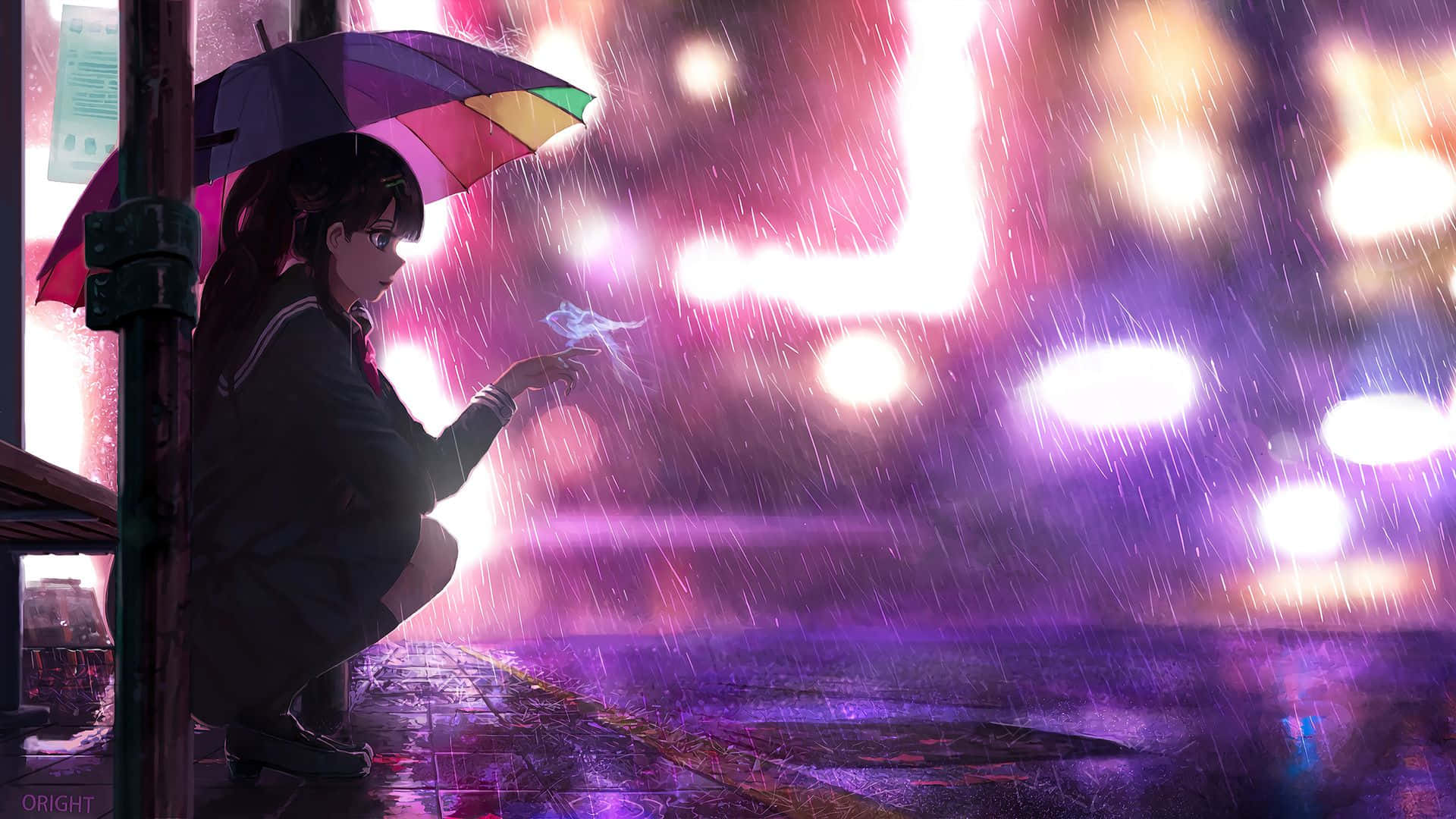 Enjoy The Peaceful Rain As You Watch Your Favourite Anime Background