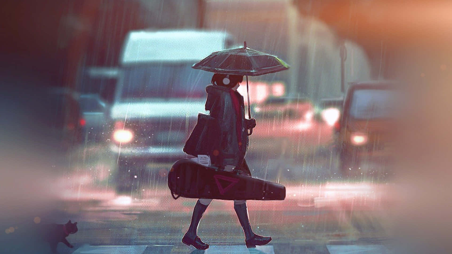 Enjoy The Peaceful Rain While Watching Anime Background