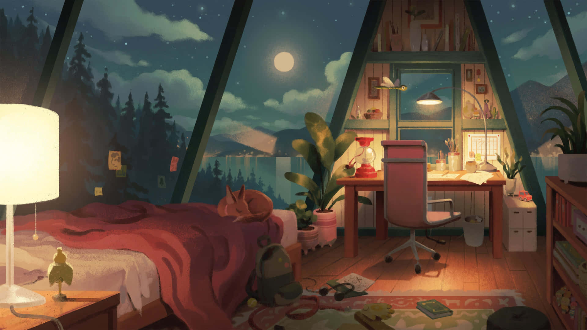 Enjoy The Perfect Mix Of Vibrant Décor And Comforting Coziness In Your Lo-fi Room. Background