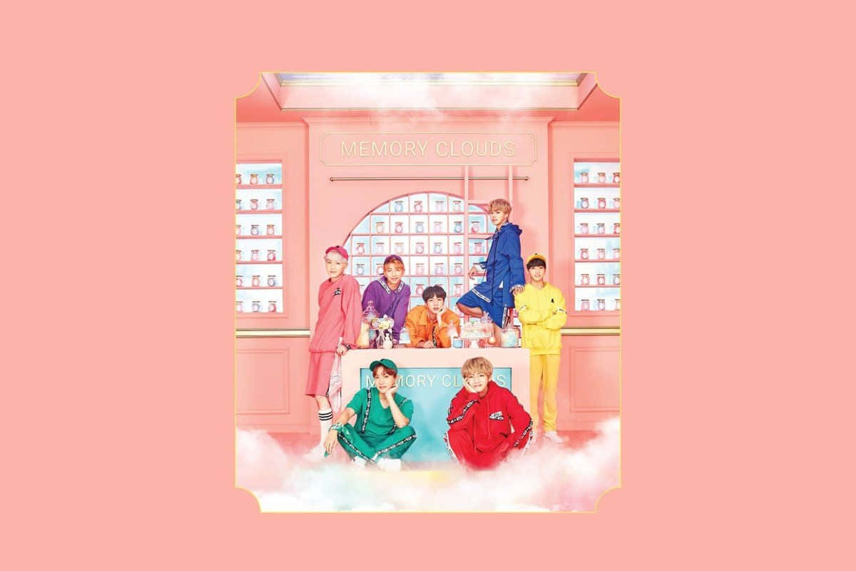 Enjoy The Pink Aesthetic Vibes Of Your Favorite Bts Band Members With This Stunning Desktop Wallpaper Background