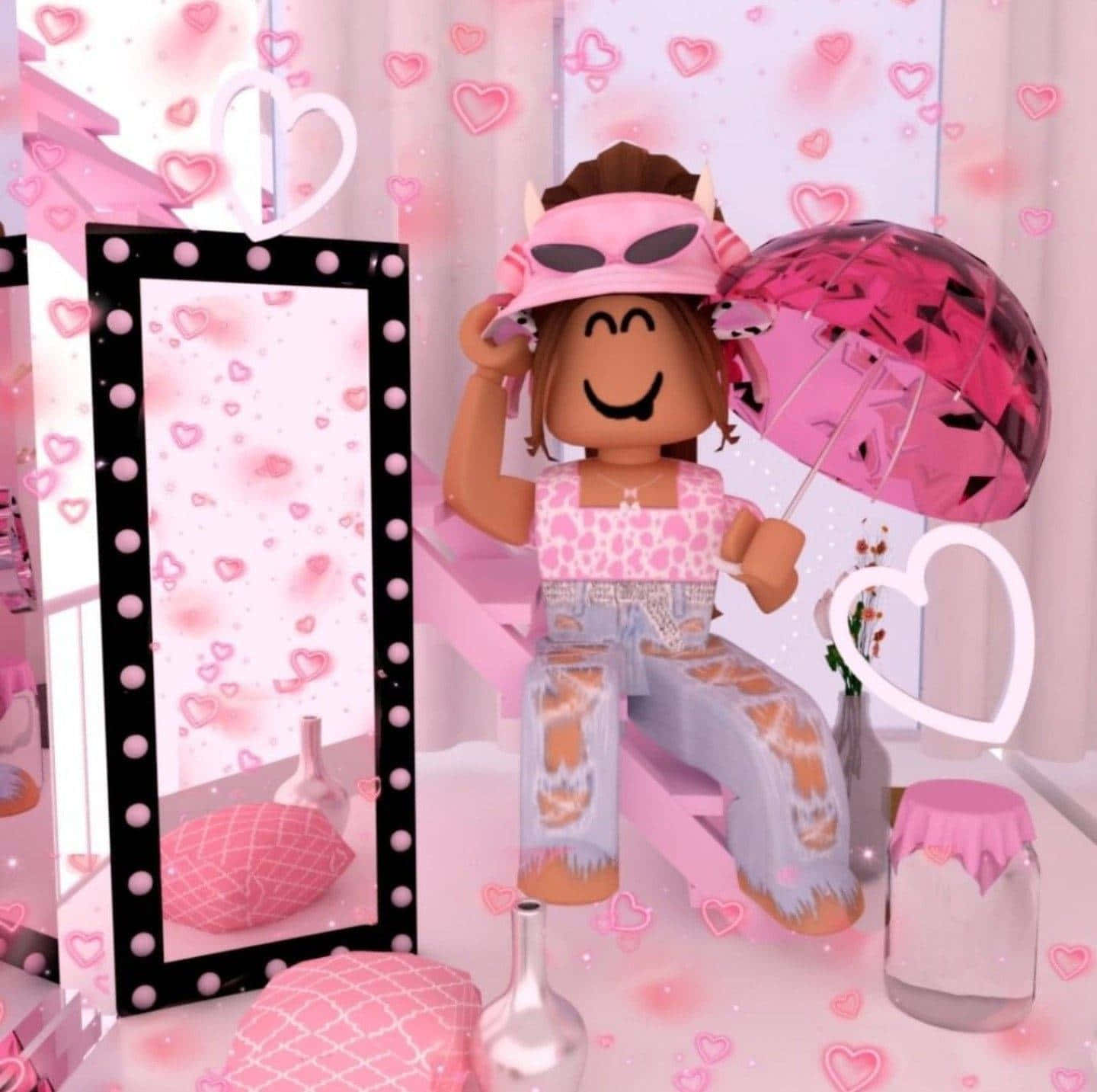 Enjoy The Pink Virtual World Of Roblox.