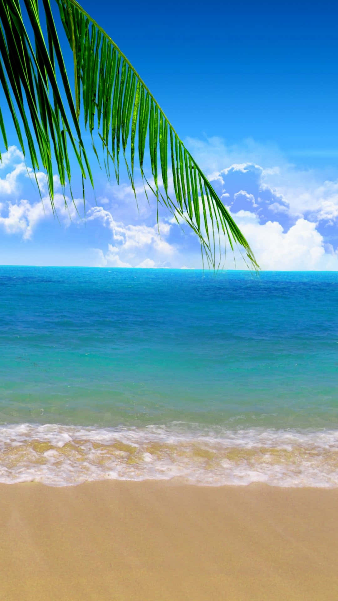 Enjoy The Sand, Sun, And Ocean View While Using Your Iphone At The Summer Beach. Background
