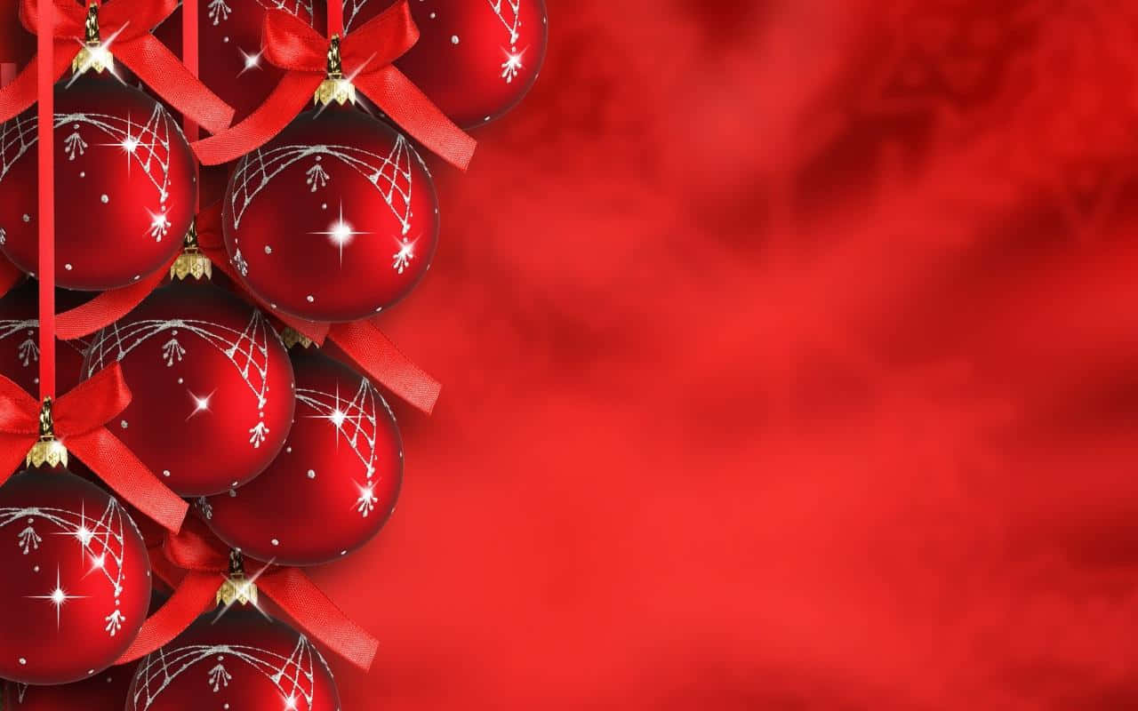 Enjoy The Spirit Of The Holiday Season With This Beautiful Red Aesthetic Christmas Image Background
