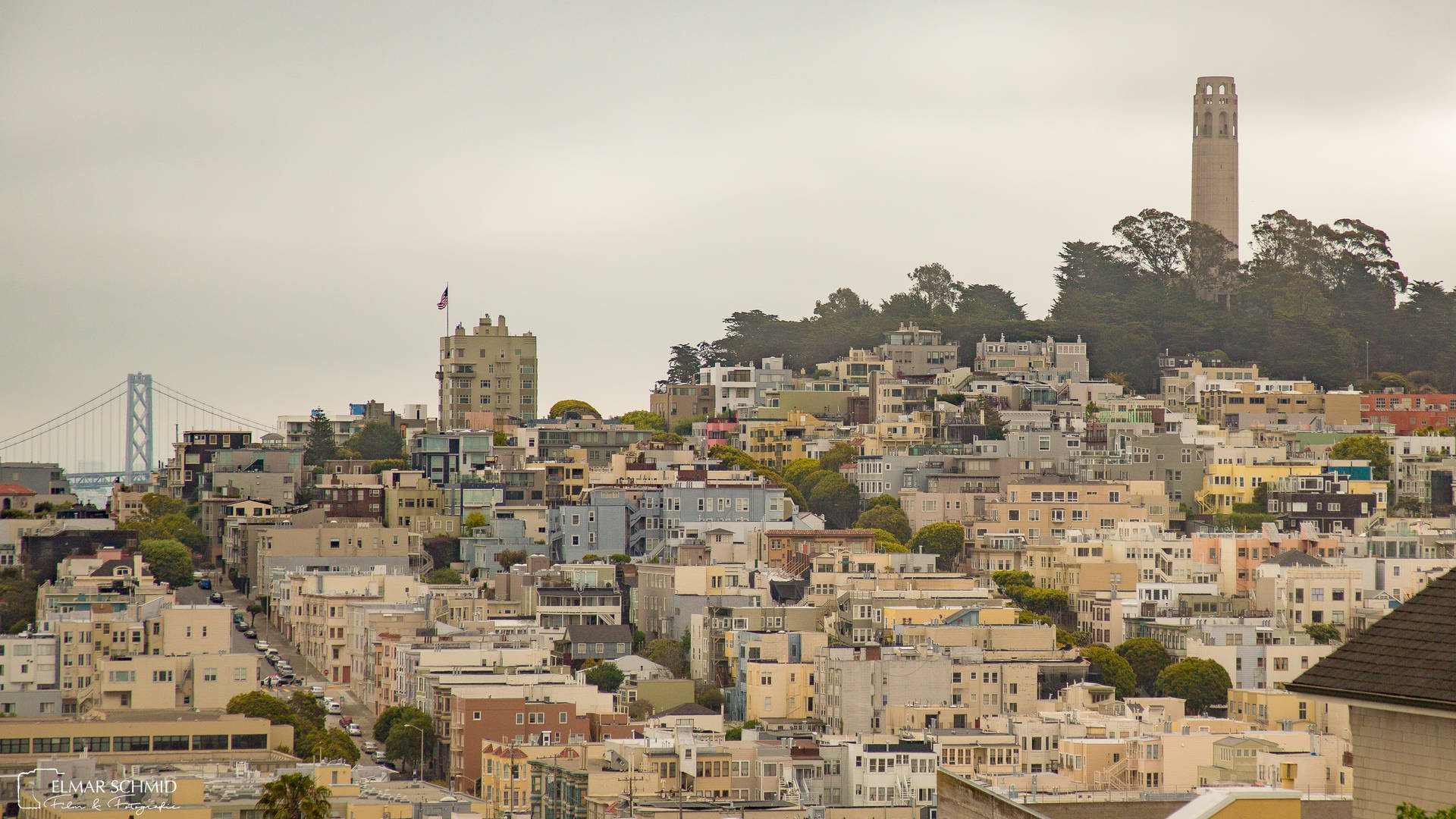 Enjoy The Stunning Views Of The Coit Tower In The San Francisco Skyline Background