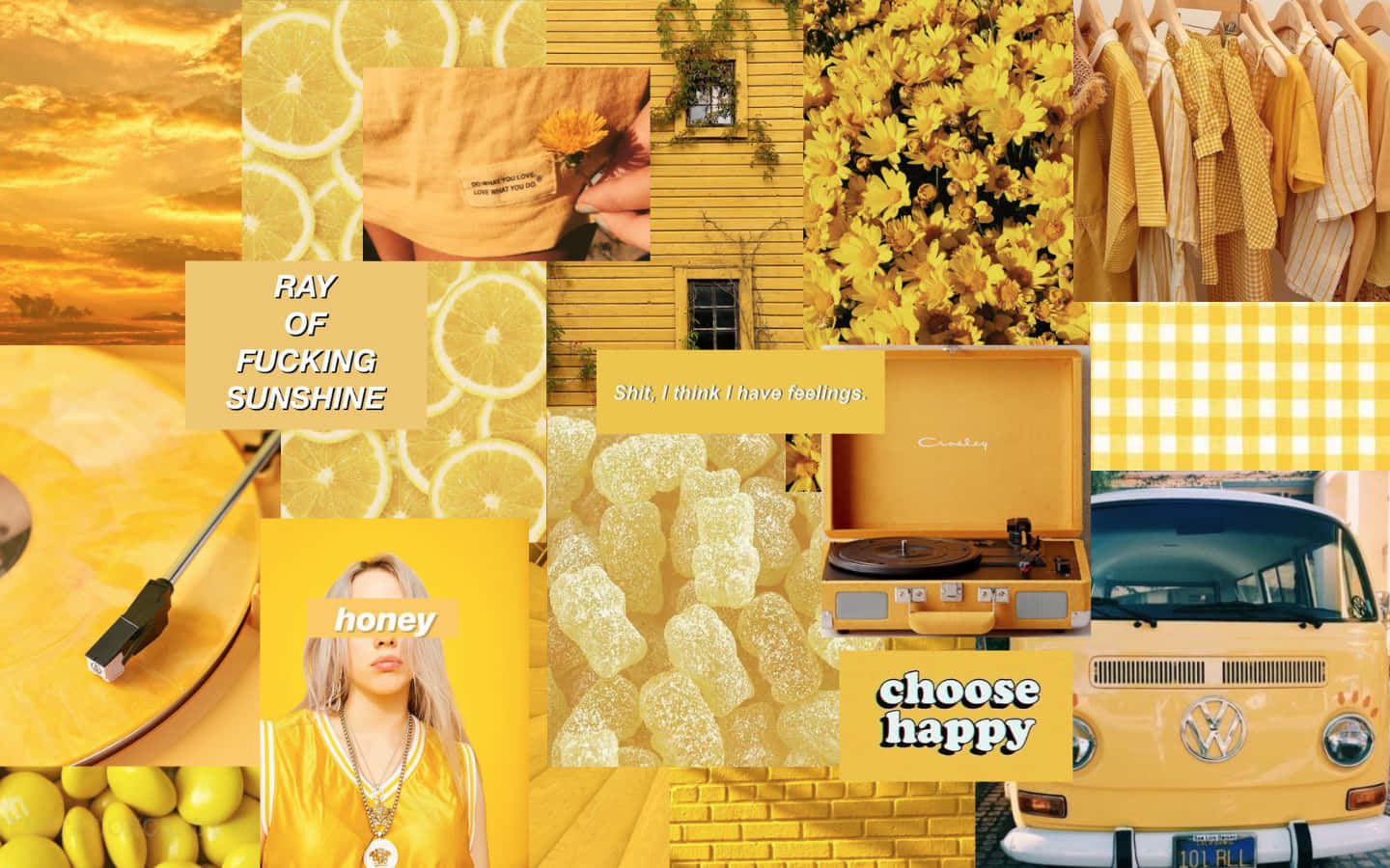 Enjoy The Sunshine Yellow Aesthetic Collage Background