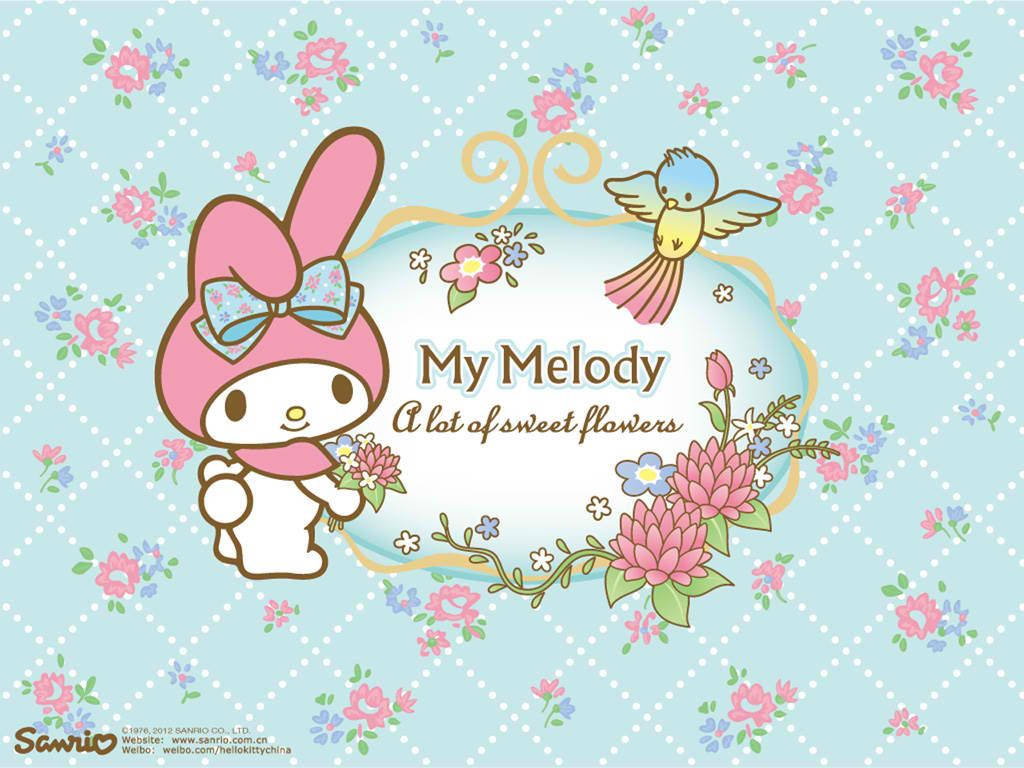 Enjoy The Sweet Scent Of Spring With My Melody And Her Floral Friends! Background