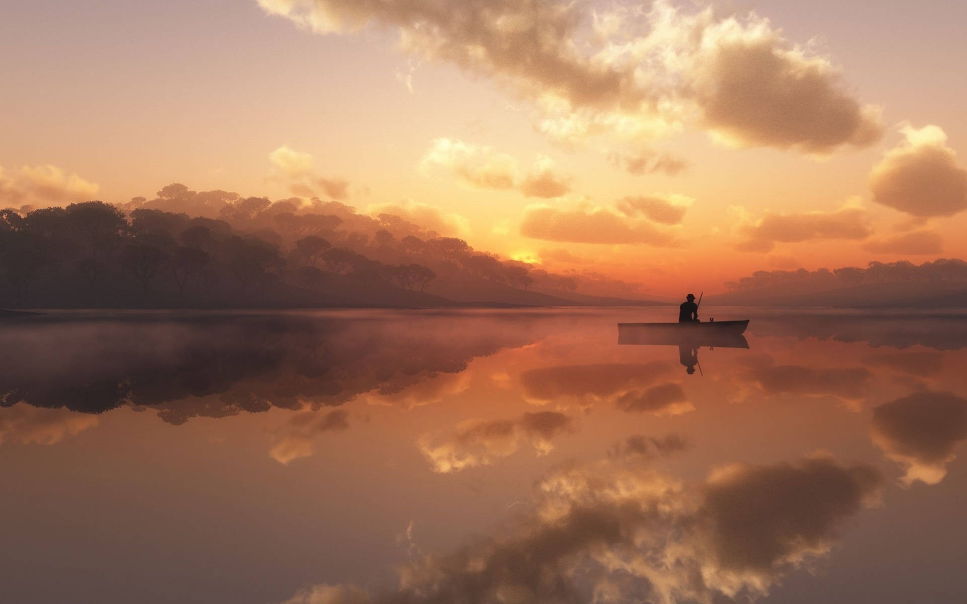 Enjoy The Tranquility Of A Morning Fishing Adventure Background